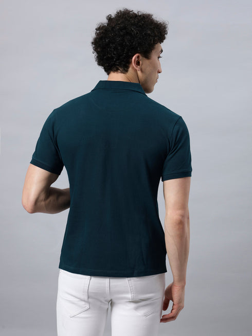 Classic Comfort: Men's 100% Cotton Polo T-shirt Teal Blue